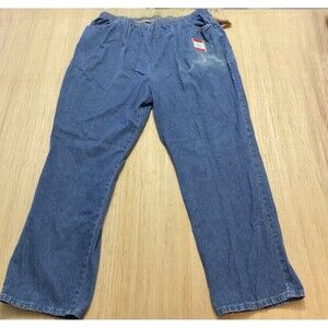Chic Denim Blue Mom Jeans Women’s Size 26W VTG Straight Leg Elastic Waist Stain